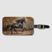 Zwart Paardenschilderij Bagagelabel (Voorkant (horizontaal))
