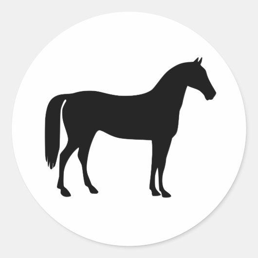 Zwart Paardensilhouet op Witte stickers (Voorkant)