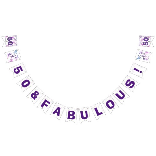 Zwart Paars | 50e verjaardag Vlaggetjes (Alle)