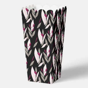 Zwart paars abstract rood retro bloemmotief bedankdoosjes