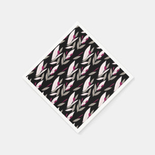 Zwart paars abstract rood retro bloemmotief servet