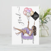 Zwart-Paars-Afrikaans-Amerikaans Afstuderen Kaart (Staand voorkant)