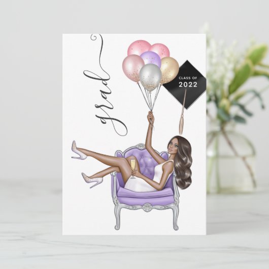 Zwart-Paars-Afrikaans-Amerikaans Afstuderen Kaart (Staand voorkant)