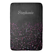 Zwart Paars Blauw Glitter Patronen Naam Stijlvol Badmat (Voorkant Verticaal)