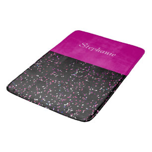 Zwart Paars Blauw Glitter Patroon Naam Roze Badmat