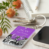 Zwart paars Bloedfloreel patroon Sleutelhanger (Voorkant Rechts)