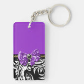 Zwart paars Bloedfloreel patroon Sleutelhanger (achterkant)