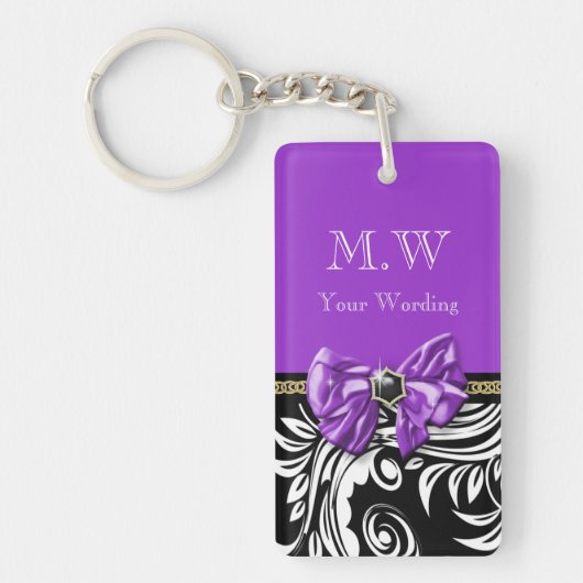 Zwart paars Bloedfloreel patroon Sleutelhanger (Voorkant)