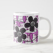 Zwart & Paars Bloemen Jumbo Mok (Rechts)