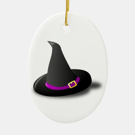 Zwart, Paars en Geel Witch Pet met Bent Tip Keramisch Ornament (Voorkant)