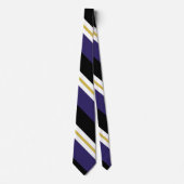 Zwart Paars en gouden Broad University Stripe Stropdas (Voorkant)