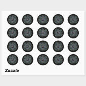 Zwart, Paars en groen Mandala Ronde Sticker (Vel)