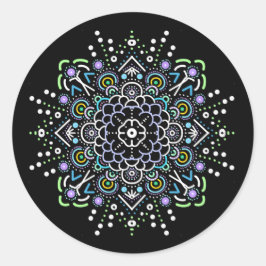 Zwart, Paars en groen Mandala Ronde Sticker