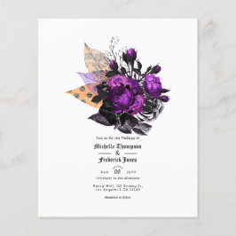 Zwart, Paars en Oranje Shabby Bloemige Trouwdag Flyer