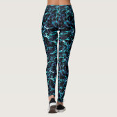 Zwart Paars en schokkend elektrisch Aqua Blue Leggings (Achterkant)