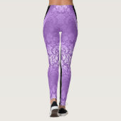 Zwart-Paars Floral Damascus Geometrisch design Leggings (Achterkant)