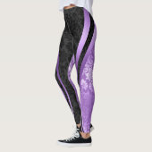 Zwart-Paars Floral Damascus Geometrisch design Leggings (Links)