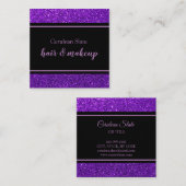 Zwart-Paars glitter-meisje Sparkle Salon Vierkante Visitekaartje (Voorkant / Achterkant)