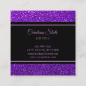 Zwart-Paars glitter-meisje Sparkle Salon Vierkante Visitekaartje (Achterkant)