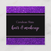 Zwart-Paars glitter-meisje Sparkle Salon Vierkante Visitekaartje (Voorkant)
