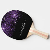 Zwart paars glitter-monogram tafeltennisbatje (Zijkant)