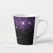 Zwart paars glitternaamscript glamoureus latte mok (Rechts)