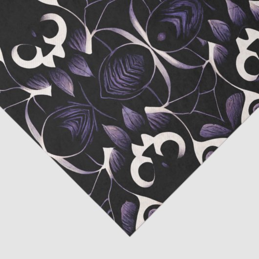 Zwart-Paars gotisch patroon #2 | Weefselpapier Tissuepapier (Detail)