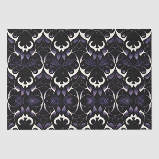 Zwart-Paars gotisch patroon #2 | Weefselpapier Tissuepapier (Voorkant)