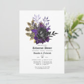 Zwart Paars Goud Bloem Gothic Oefen Diner Kaart (Staand voorkant)