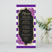Zwart Paars Goud Menu Kaart (Staand voorkant)