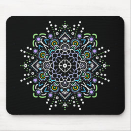 Zwart, Paars, groen en blauw Mandala Muismat