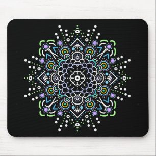 Zwart, Paars, groen en blauw Mandala Muismat
