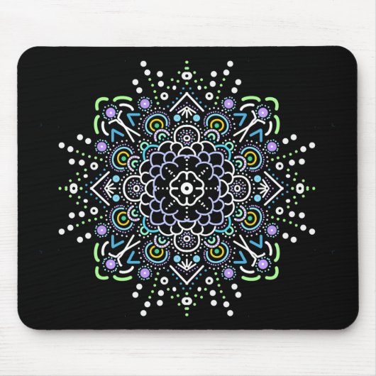 Zwart, Paars, groen en blauw Mandala Muismat (Voorkant)