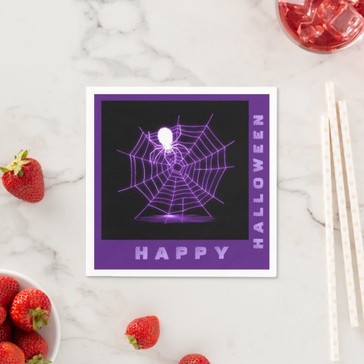Zwart-Paars Halloween Spider Web Napkins Servet (Insitu)