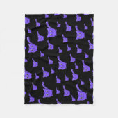 Zwart-Paars Kat Fleece Deken (Voorkant)