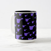 Zwart-Paars Kat Tweekleurige Koffiemok (Voorkant links)