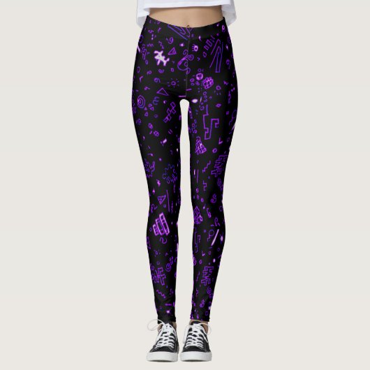 Zwart Paars Leggings (Voorkant)