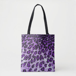 Zwart Paars leopard-patroon Afdrukontwerp Tote Bag