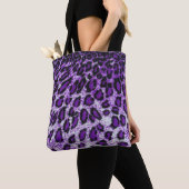 Zwart Paars leopard-patroon Afdrukontwerp Tote Bag (Dichtbij)