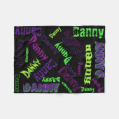 Zwart Paars Lime Green Neon Blanket Name Collage Fleece Deken (Voorkant (Horizontaal))