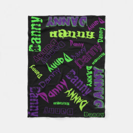 Zwart Paars Lime Green Neon Blanket Name Collage Fleece Deken