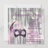 Zwart Paars Maskerade Feest Kaart (Achterkant)