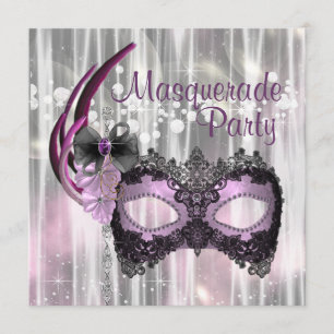 Zwart Paars Maskerade Feest Kaart