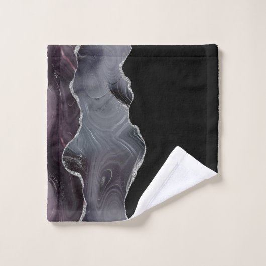 Zwart Paars Matig Elegant Monogram Bad Handdoek (Wasdoekje)