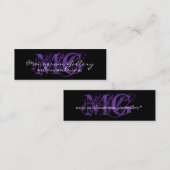 Zwart Paars monogram  Mini Visitekaartje (Voorkant / Achterkant)