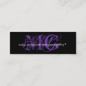 Zwart Paars monogram  Mini Visitekaartje (Achterkant)