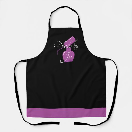 Zwart-Paars Nail Pools gepersonaliseerd Apron Schort (Voorkant)
