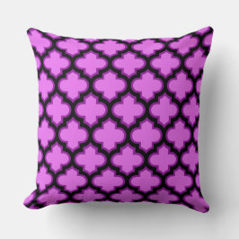 Zwart Paars Quatrefoil Trellis Pillow Kussen