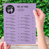 Zwart Paars Restaurant Afhaalmenu met QR-code Flyer