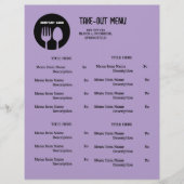 Zwart Paars Restaurant Afhaalmenu met QR-code Flyer (Voorkant)